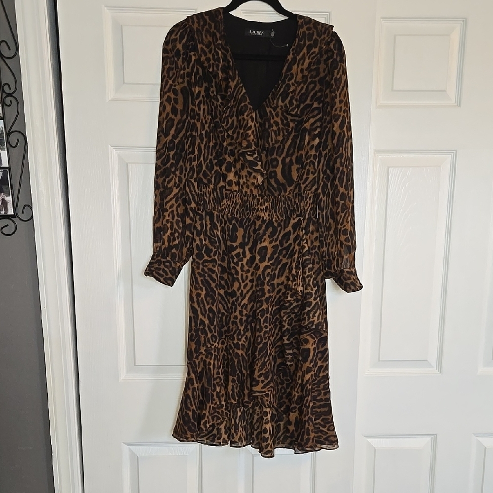 Leopard Print Long Sleeve Dress